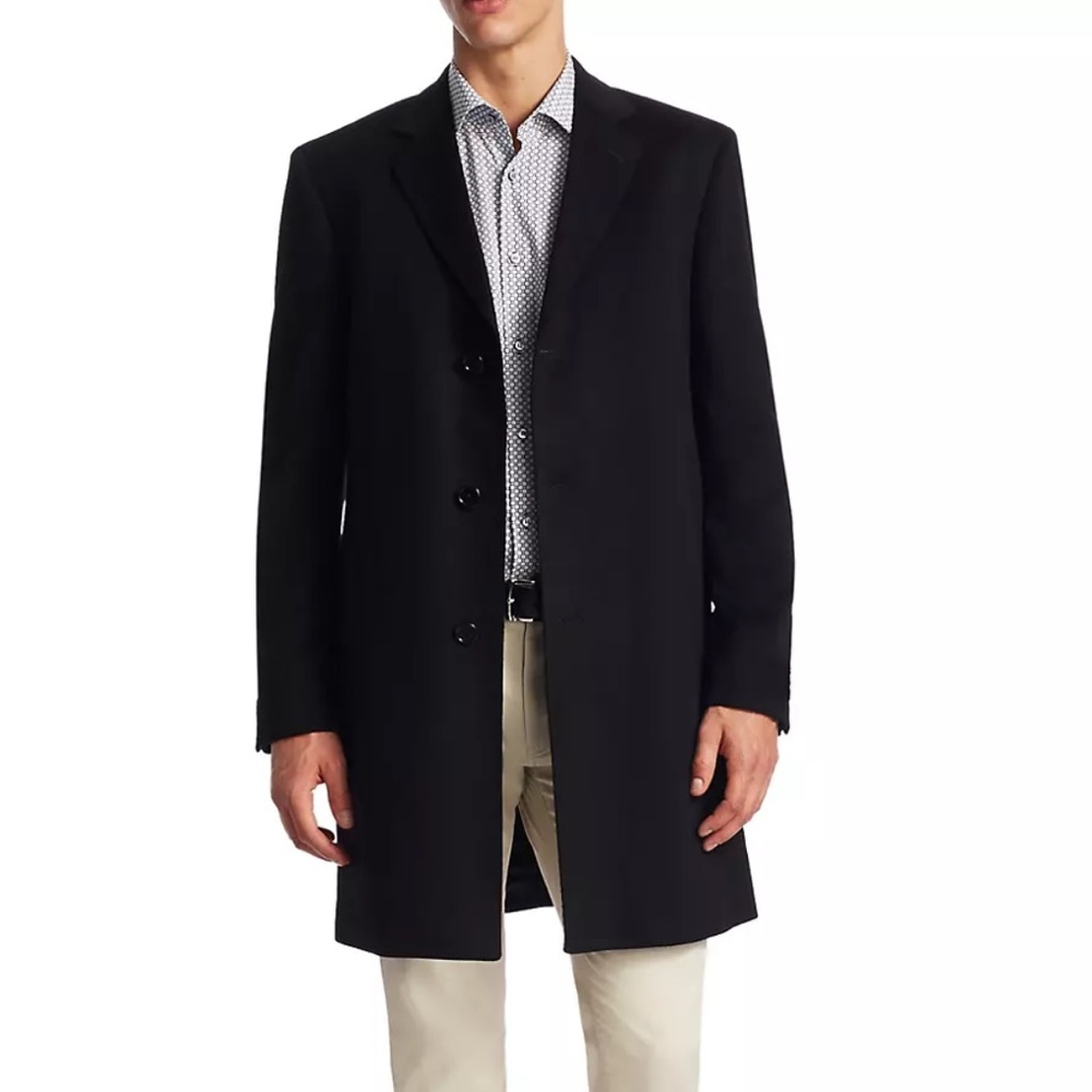 Saks Fifth Avenue Black Label Men’s Black Single-Breasted Pea Coat